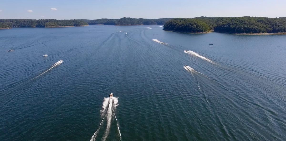 Boats on Lake Cumberland in Russell County, Kentucky